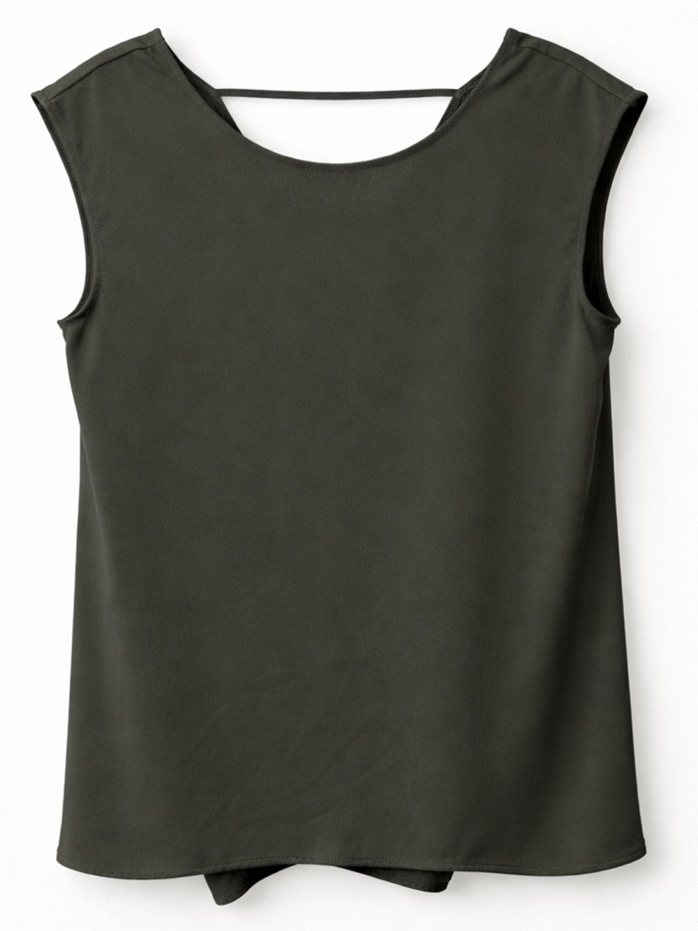 Halogen Sleeveless Olive Green Layered-Back Women's Top - Small‎